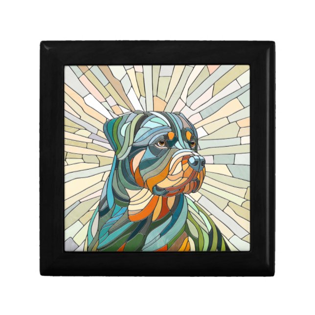 Rottweiler dog - mosaic art gift box (Front)