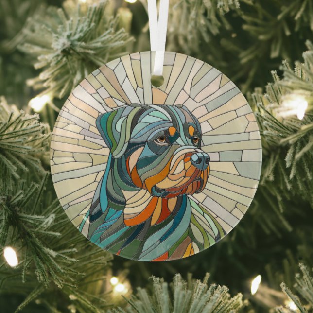 Rottweiler dog - mosaic art glass ornament (Insitu)