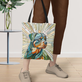 Rottweiler dog - mosaic art tote bag