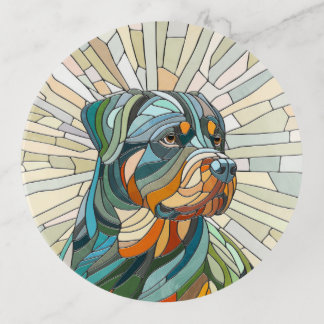 Rottweiler dog - mosaic art trinket tray