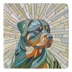 Rottweiler dog - mosaic art trivet