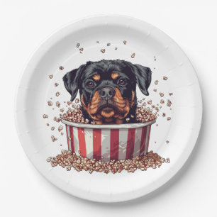 Rottweiler Dog Movie Popcorn Bucket Paper Plates