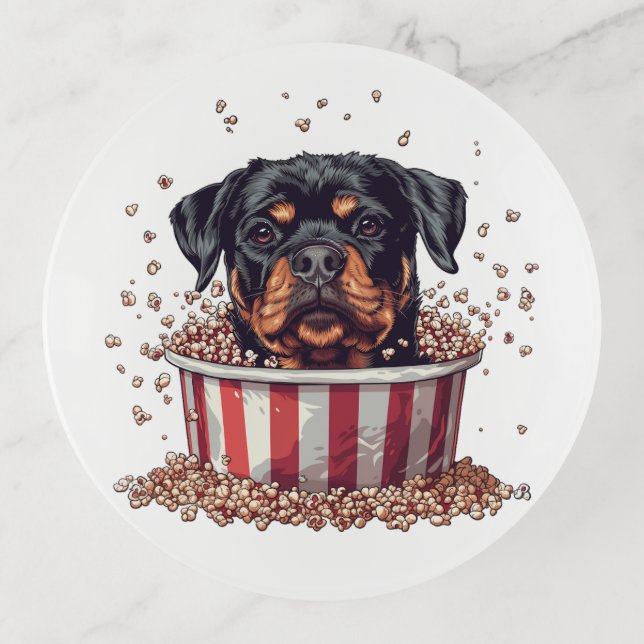 Rottweiler Dog Movie Popcorn Bucket Trinket Tray (Front)