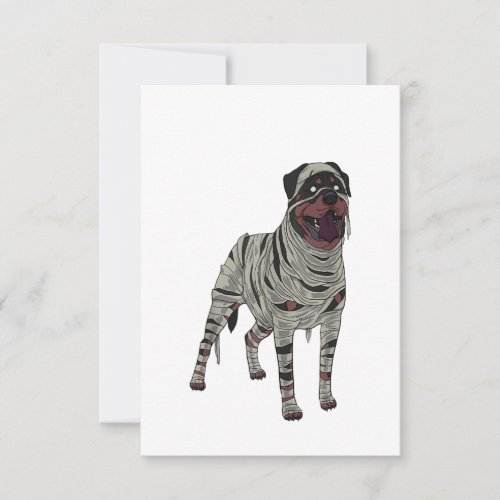Rottweiler Dog Mummy Halloween Costume Dog Lovers RSVP Card