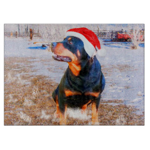Rottweiler Dog Painting Glass Cutting Board
