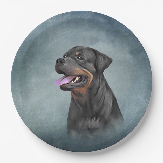 Rottweiler dog paper plates (Front)
