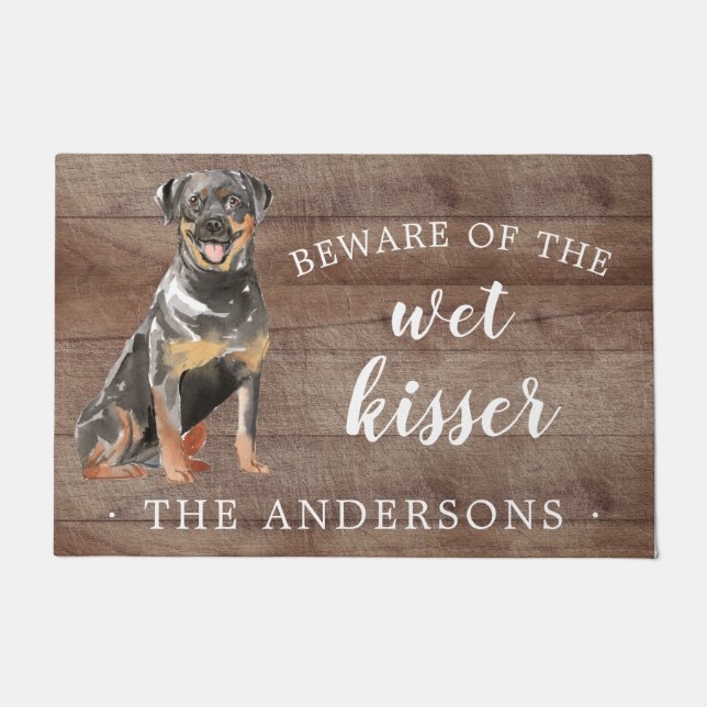 Rottweiler Dog Personalized Door Mat (Front)