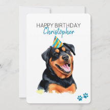 Rottweiler Dog Personalized Happy Birthday