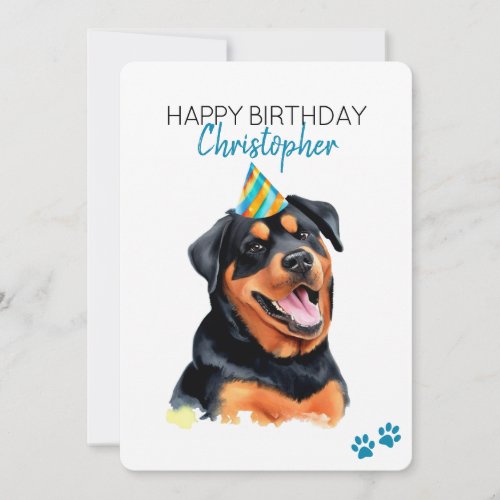 Rottweiler Dog Personalized Happy Birthday Card