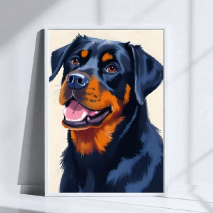 Rottweiler Dog Pet Painting Watercolor Art Poster
