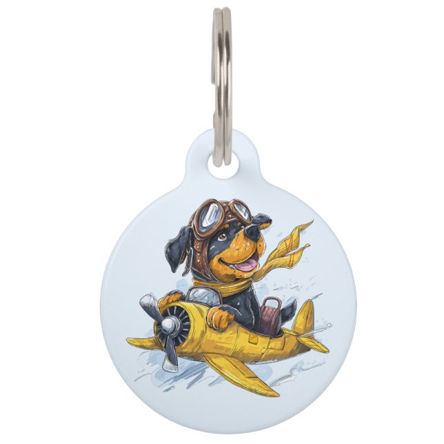 Rottweiler Dog Pilot Airplane Pet ID Tag (Front)