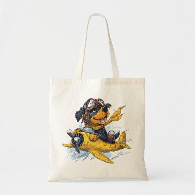 Rottweiler Dog Pilot Airplane Tote Bag (Front)