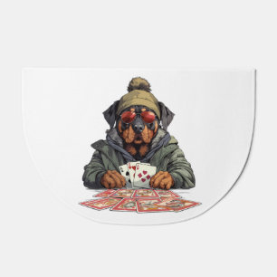 Rottweiler Dog Playing Cards Doormat