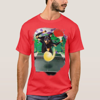 Rottweiler Dog Playing Table Tennis Ping Pong T-Shirt