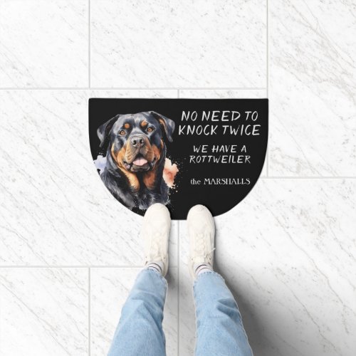 Rottweiler Dog Portrait No Need to Knock Twice Doormat