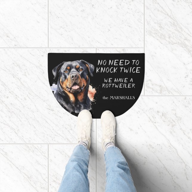 Rottweiler Dog Portrait No Need to Knock Twice Doormat (Indoor)