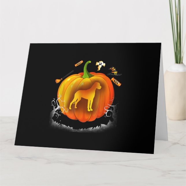rottweiler dog pumpkin costume halloween card (Front)