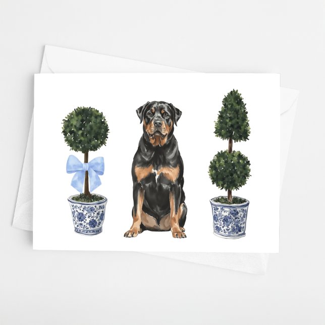 Rottweiler Dog Puppy Topiary Watercolor Card (Creator Uploaded)