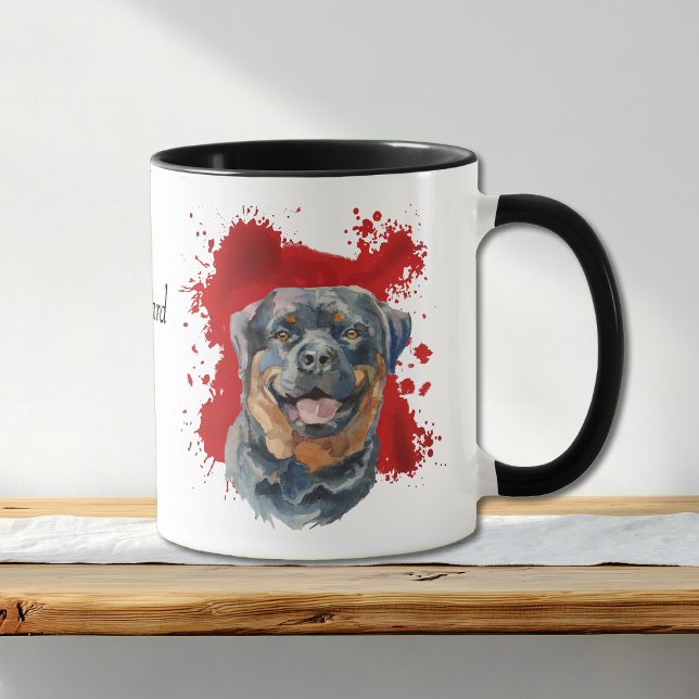 Rottweiler Dog Red Abstract Background Mug (Creator Uploaded)