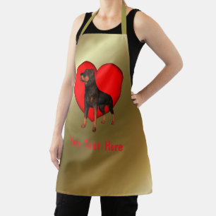 Rottweiler Dog Red Heart Personalized Apron