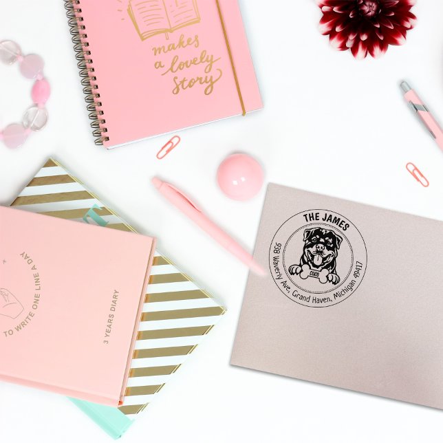 Rottweiler Dog Return Address Family Rubber Stamp (Creator Uploaded)