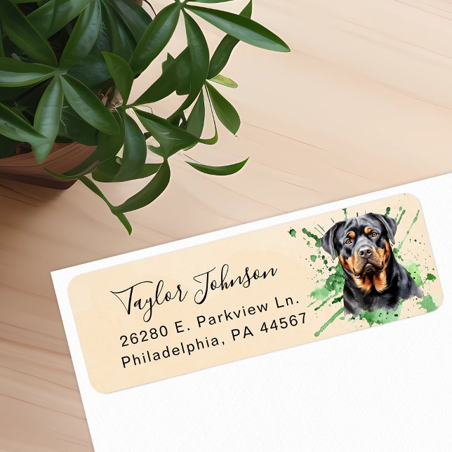 Rottweiler Dog Return Address Label (Creator Uploaded)