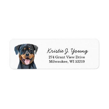 Rottweiler Dog Return Address Label by FriendlyPets at Zazzle