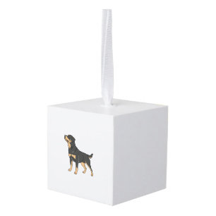 Rottweiler Dog, Rottweiler Dog Standing Cube Ornament
