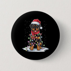 Rottweiler Dog Santa Hat Christmas Tree Light Xmas Button