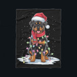 Rottweiler Dog Santa Hat Christmas Tree Light Xmas Fleece Blanket<br><div class="desc">Rottweiler Dog Santa Hat Christmas Tree Light Xmas Dog Lover 1</div>