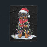 Rottweiler Dog Santa Hat Christmas Tree Light Xmas Fleece Blanket<br><div class="desc">Rottweiler Dog Santa Hat Christmas Tree Light Xmas Dog Lover 1</div>
