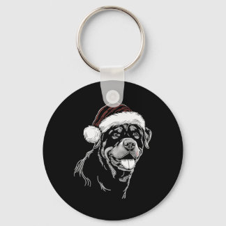Rottweiler Dog Santa Hat Christmas Xmas Pajama  Keychain