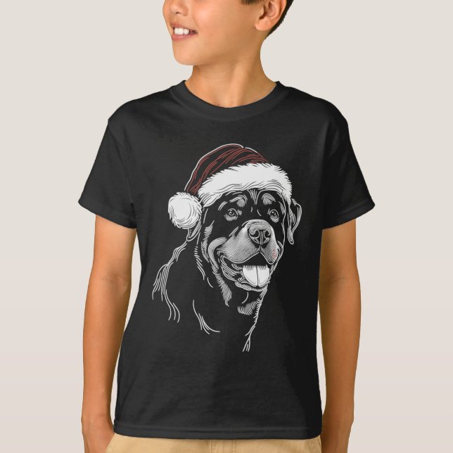 Rottweiler Dog Santa Hat Christmas Xmas Pajama  T-Shirt (Front)