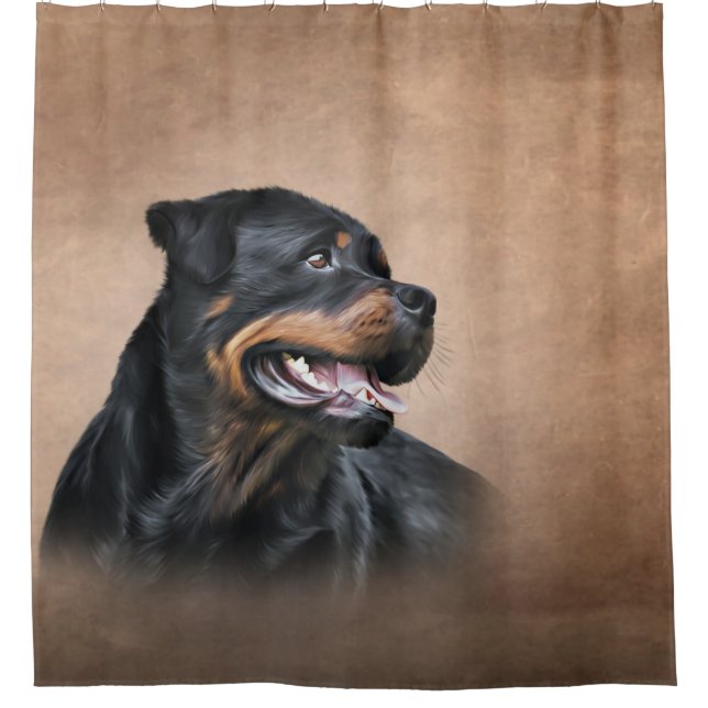 Rottweiler dog shower curtain (Front)