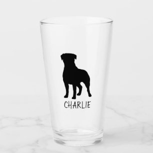 Rottweiler Dog Silhouette Personalized Rottie Glass