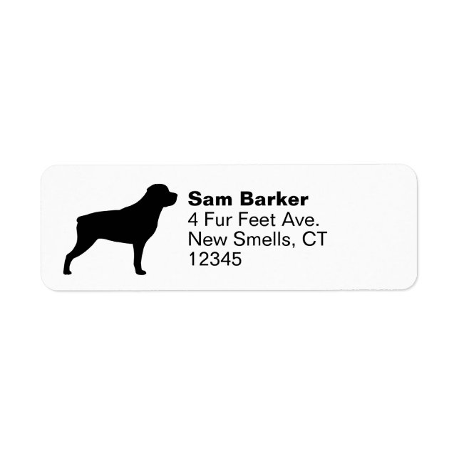 Rottweiler Dog Silhouette Return Address Label (Front)