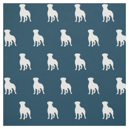 Rottweiler Dog Silhouettes Blue and White Fabric