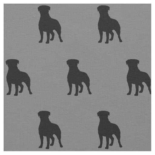 Rottweiler Dog Silhouettes Grey and Black Fabric