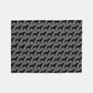 Rottweiler Dog Silhouettes Pattern Grey and Black Fleece Blanket