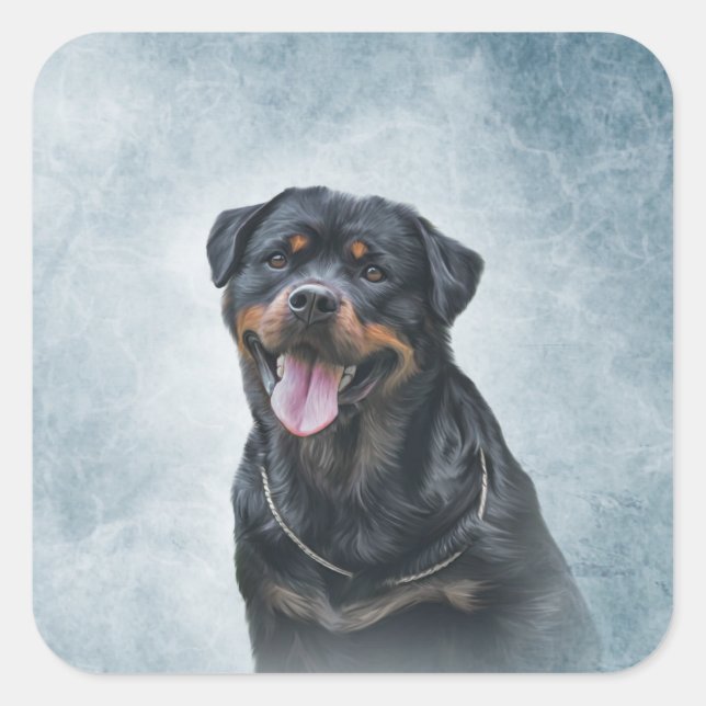 Rottweiler dog square sticker (Front)