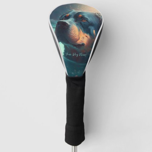 Rottweiler dog swimming in water 003 golf head cover