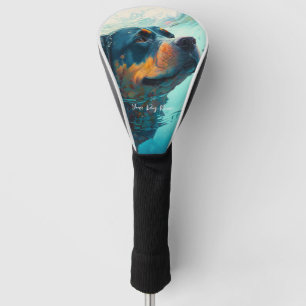 Rottweiler dog swimming in water 005 golf head cover