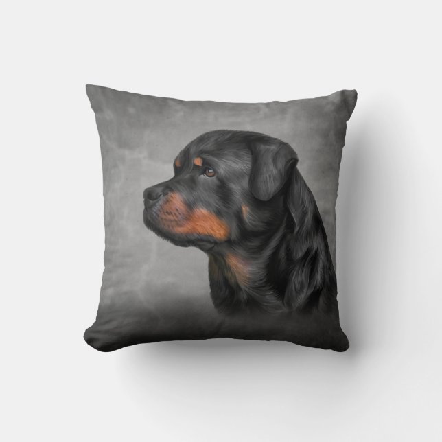 Rottweiler dog throw pillow (Front)