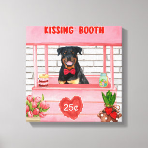 Rottweiler Dog Valentine's Day Kissing Booth Canvas Print