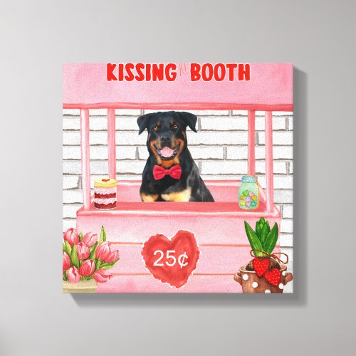 Rottweiler Dog Valentines Day Kissing Booth Canvas Print