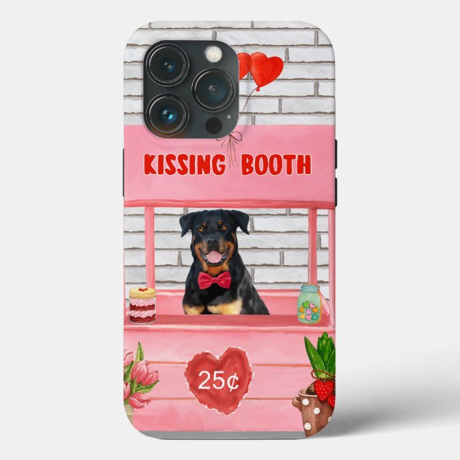 Rottweiler Dog Valentine's Day Kissing Booth Case-Mate iPhone Case (Back)