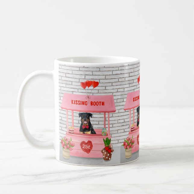 Rottweiler Dog Valentine's Day Kissing Booth Coffee Mug (Left)