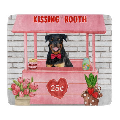 Rottweiler Dog Valentines Day Kissing Booth Cutting Board