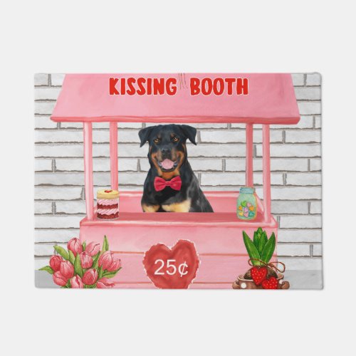 Rottweiler Dog Valentines Day Kissing Booth Doormat