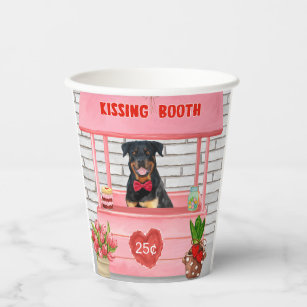Rottweiler Dog Valentine's Day Kissing Booth  Paper Cups
